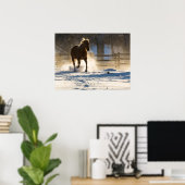 Paard dat door de sneeuw rent poster (Thuiskantoor)
