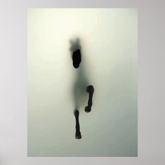 Paard dat door mist breekt poster (Voorkant)