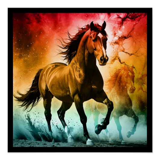 Paard dat rent perfect poster (Voorkant)