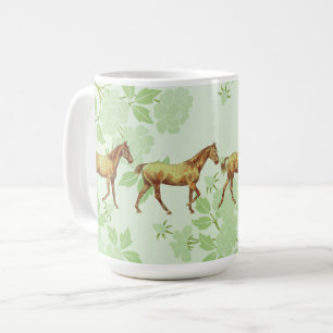 Paard dat rond een Beker loopt Vintage Stijl Mok