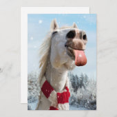 Paard dat sneeuwvlokken vangt kaart (Voorkant / Achterkant)