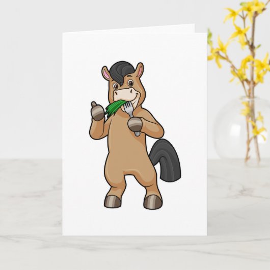 Paard dat veganistisch eet kaart (Gele Bloem)