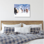 Paard die door de sneeuw loopt canvas afdruk (Insitu (Slaapkamer))