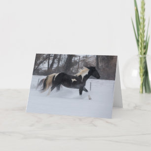 Paard die door de sneeuw loopt kaart