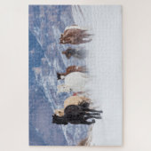 Paard die door de sneeuw loopt legpuzzel (Verticaal)