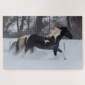 Paard die door de sneeuw loopt legpuzzel (Horizontaal)