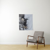 Paard die door de sneeuw loopt wandkleed (In situ)