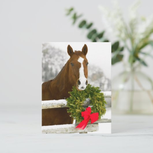 Paard die over omheining kijken briefkaart (Staand voorkant)