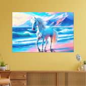 Paard dier oceaan golven bergen vrijheid canvas afdruk (Insitu (Woonkamer))