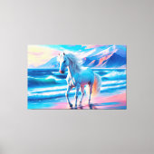 Paard dier oceaan golven bergen vrijheid canvas afdruk (Voorkant)
