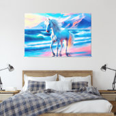 Paard dier oceaan golven bergen vrijheid canvas afdruk (Insitu (Slaapkamer))