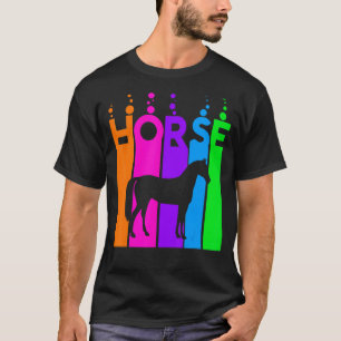 Paard Dier Regenboog Bubbel Met Silhouet T-shirt