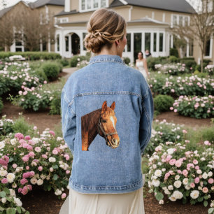  Paard Dier Ruiterstallen Meisje Denim Jacket