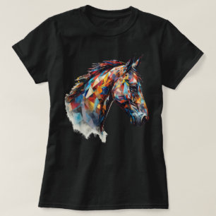 Paard Dierenrijden Kleurrijke Polygoon Paard Motie T-shirt