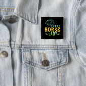 Paard - Dolle Paard Dame Vierkante Button 5,1 Cm (In situ)