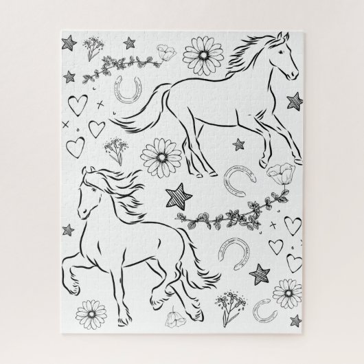Paard Doodle Kleur Me In    Legpuzzel (Verticaal)