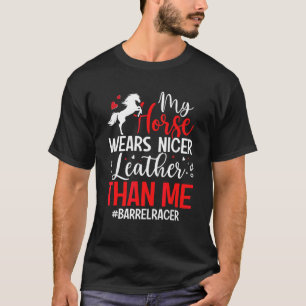Paard Draagt Leukere Leren Vat Racer Paard Rennen T-shirt