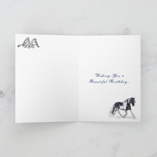 Paard draven in de sneeuw Winter Verjaardag Kaart (Binnen)