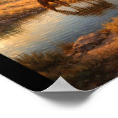 Paard drinkend bij een kleine vijver poster (Hoek)