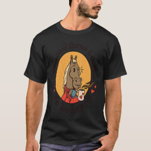 Paard Drinkt Koffie Citaat Grappig Paard Vintage C T-shirt