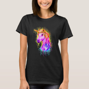 Paard Eenhoorn Kleurrijk Regenboog Schattig Vrouwe T-shirt