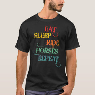 Paard Eet Slapen Rijden Paarden Herhalen Grappige T-shirt