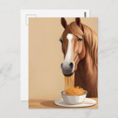 Paard eet spaghetti briefkaart (Voorkant / Achterkant)