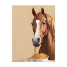Paard eet spaghetti