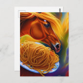 Paard eet spaghetti briefkaart (Voorkant / Achterkant)