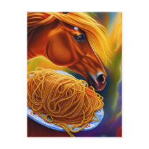 Paard eet spaghetti