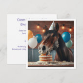 Paard eet verjaardagskaart uitnodiging, Paard minn Kaart (Voorkant / Achterkant)