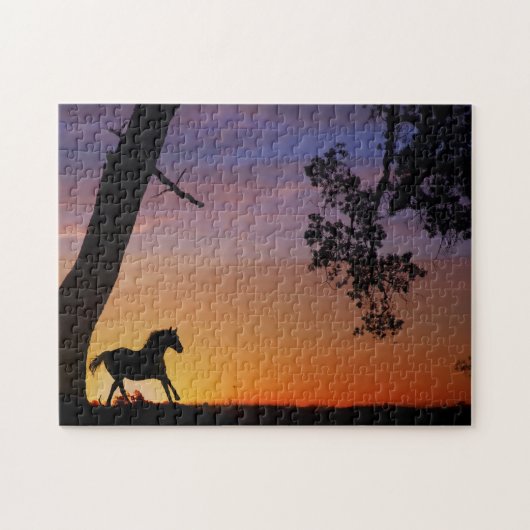 Paard Eik Zuidwestelijke Zonsondergang Legpuzzel (Horizontaal)