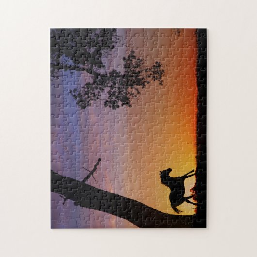 Paard Eik Zuidwestelijke Zonsondergang Legpuzzel (Verticaal)