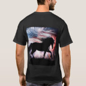 Paard en Amerikaanse vlag met vuurwerk T-shirt (Achterkant)
