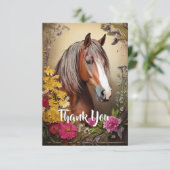 Paard en bloemen bedankkaart (Staand voorkant)