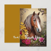 Paard en bloemen bedankkaart (Voorkant / Achterkant)
