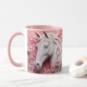 Paard en bloemen, Equestrian cadeau, Paardrijden Mok