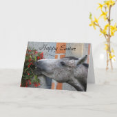 Paard en Bloemen Gelukkige Pasen Kaart (Gele Bloem)