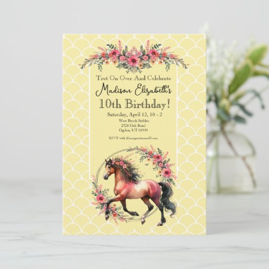 Paard en bloemen kaart (Staand voorkant)