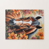 Paard en bloemen legpuzzel (Horizontaal)