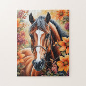 Paard en bloemen legpuzzel (Verticaal)