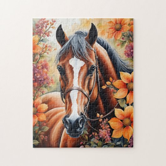 Paard en bloemen legpuzzel (Verticaal)