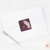  Paard en Bloemen  Pony Verjaardag Vierkante Sticker (Envelop)