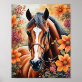 Paard en bloemen poster (Voorkant)