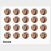 Paard en bloemen ronde sticker (Vel)