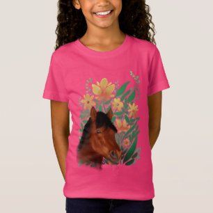 Paard en bloemen t-shirt