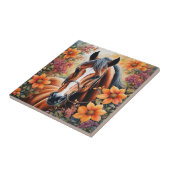 Paard en bloemen tegeltje (Zijkant)