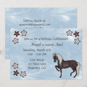 Paard en Bloemen Verjaardag Uitnodiging ~ Meisjes (Voorkant / Achterkant)