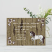 Paard en Bloemen Verjaardag Uitnodiging ~ Meisjes (Staand voorkant)
