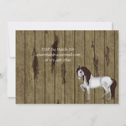 Paard en Bloemen Verjaardag Uitnodiging ~ Meisjes (Achterkant)